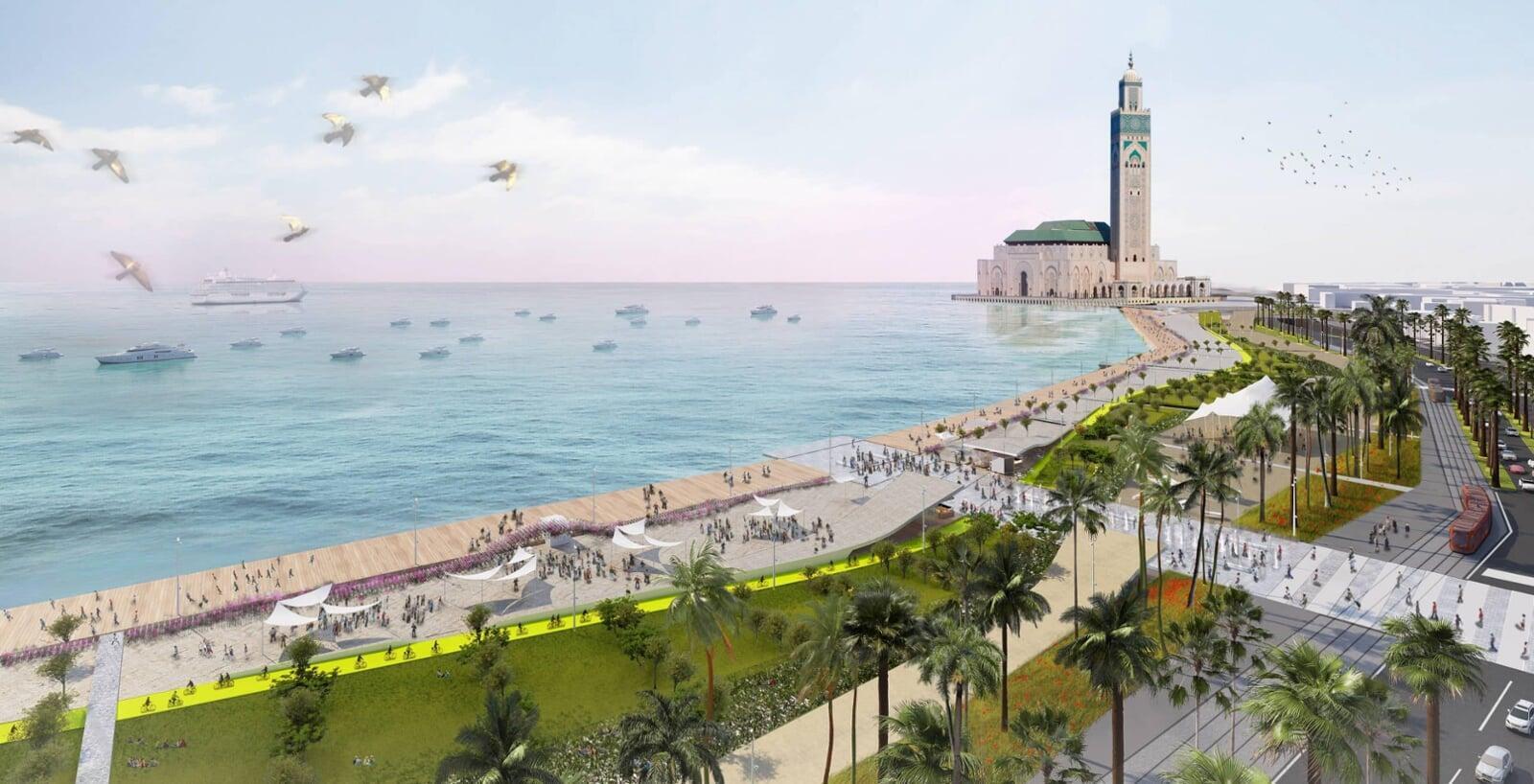 The Ain Diab Corniche in Casablanca, where the city meets the Atlantic in the late afternoon