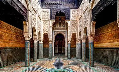 Merinid medersa in Salé — Islamic college with intricate carved stucco