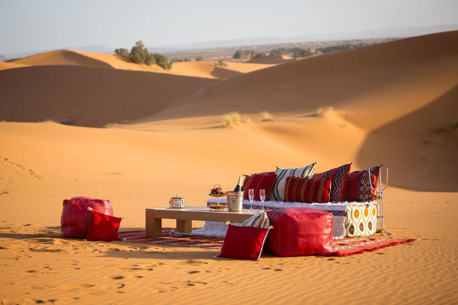 Sahara dunes at sunset on a private Morocco tour, the alternative to an all-inclusive resort week
